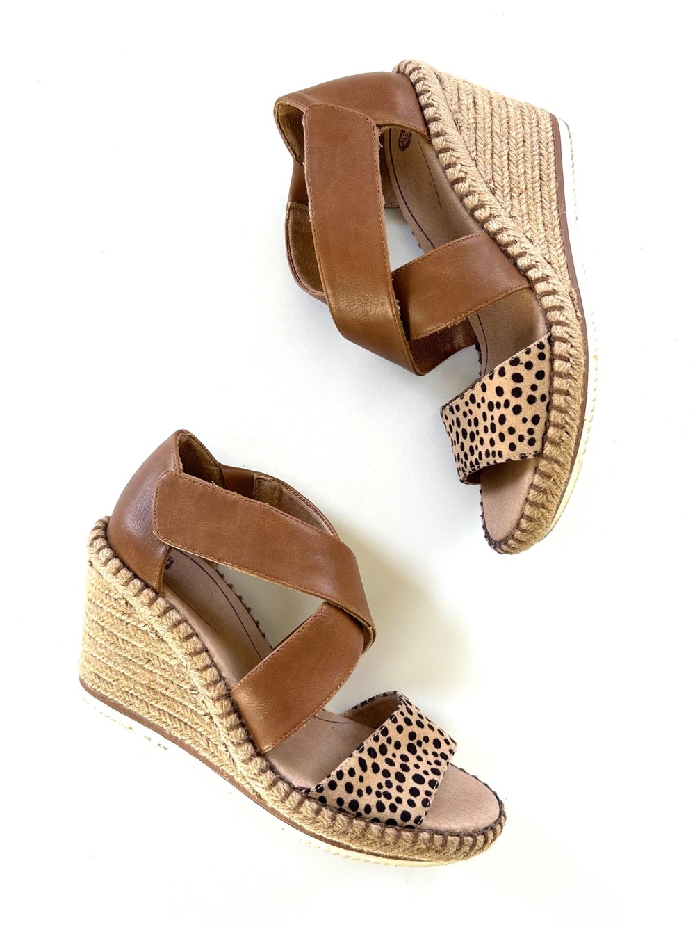Dr. Scholl’s Brown & Cheetah Print Strappy Vacay Espadrille Wedge Sandal